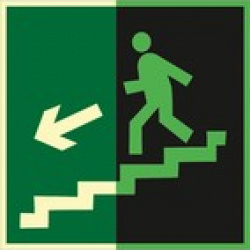 Направление к эвакуационному выходу по лестнице вниз (левосторонний) (Фотолюминесцентный Пленка 200 x 200)