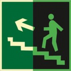 Направление к эвакуационному выходу по лестнице вверх (левосторонний) (Пленка 200 x 200)
