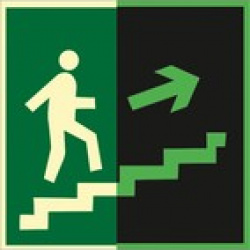 Направление к эвакуационному выходу по лестнице вверх (правосторонний) (Фотолюминесцентный Пленка 200 x 200)
