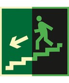 Направление к эвакуационному выходу по лестнице вниз (левосторонний) (Пленка 200 x 200) фото 1