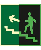 Направление к эвакуационному выходу по лестнице вверх (левосторонний) (Пленка 200 x 200) фото 1