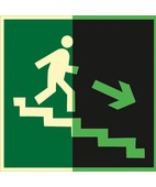 Направление к эвакуационному выходу по лестнице вниз (правосторонний) (Пленка 200 x 200) фото 1