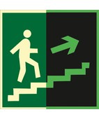 Направление к эвакуационному выходу по лестнице вверх (правосторонний) (Фотолюминесцентный Пленка 200 x 200) фото 1